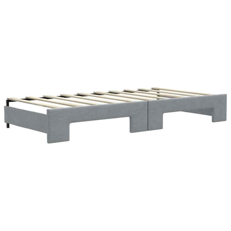 vidaXL Daybed with Trundle&Drawers without Mattress Light Grey 90x190 cm
