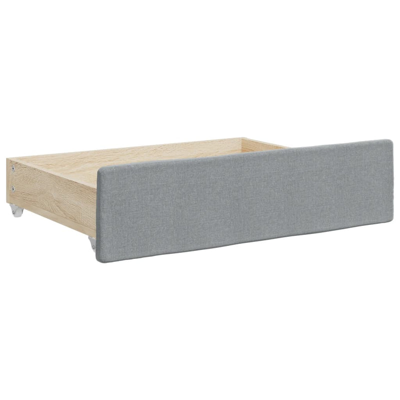 vidaXL Daybed with Trundle&Drawers without Mattress Light Grey 90x190 cm