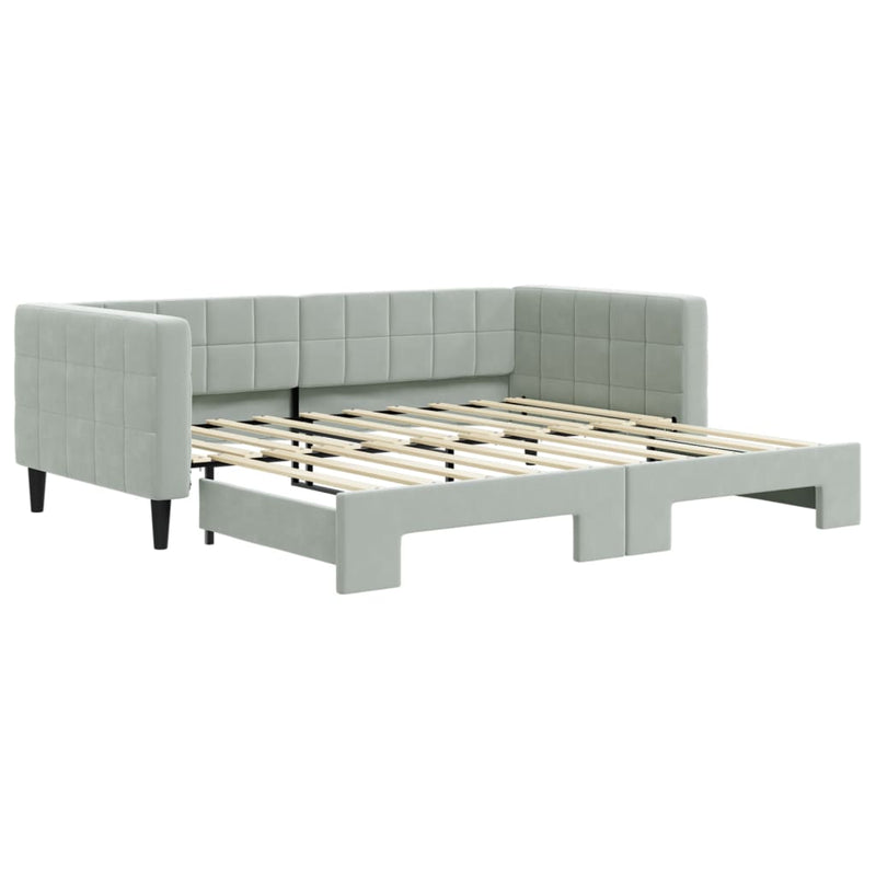 vidaXL Daybed with Trundle without Mattress Light Grey 90x190 cm
