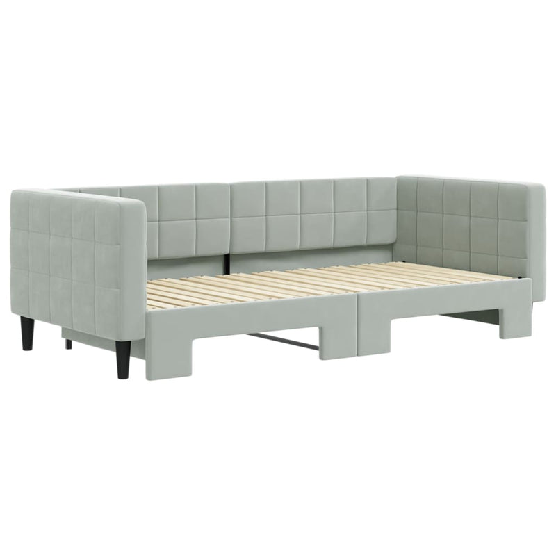 vidaXL Daybed with Trundle without Mattress Light Grey 90x190 cm