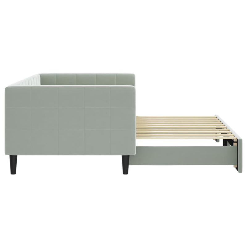 vidaXL Daybed with Trundle without Mattress Light Grey 90x190 cm