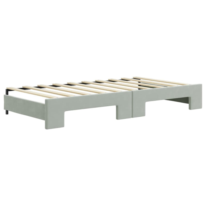 vidaXL Daybed with Trundle without Mattress Light Grey 90x190 cm