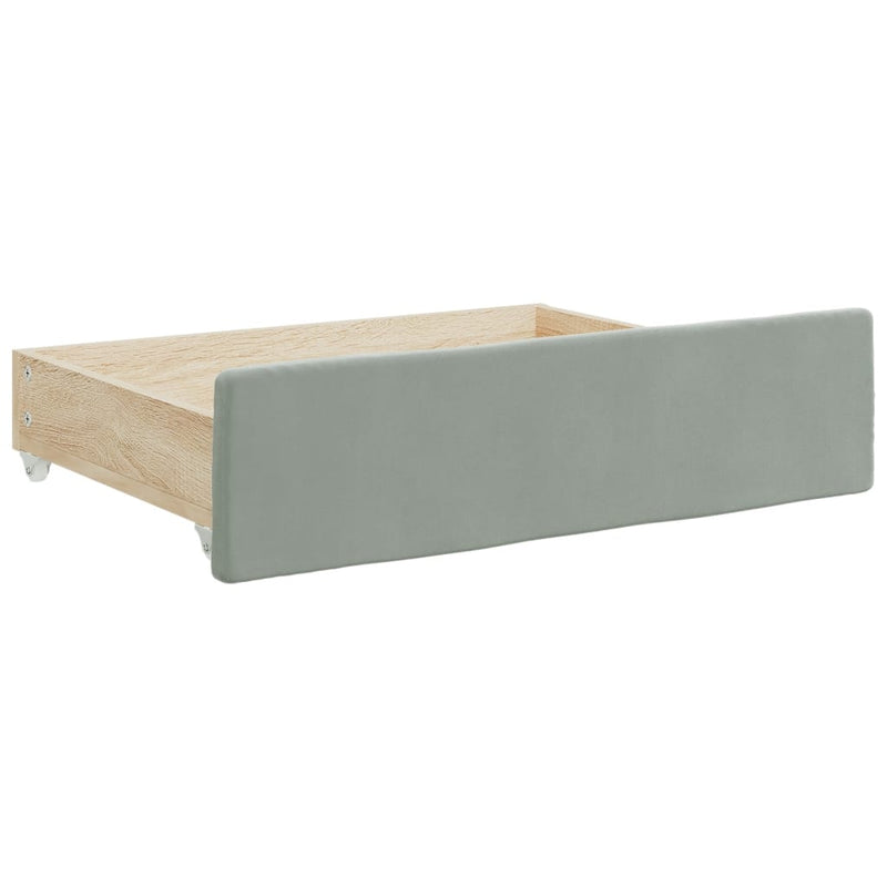 vidaXL Daybed with Trundle&Drawers without Mattress Light Grey 90x190 cm