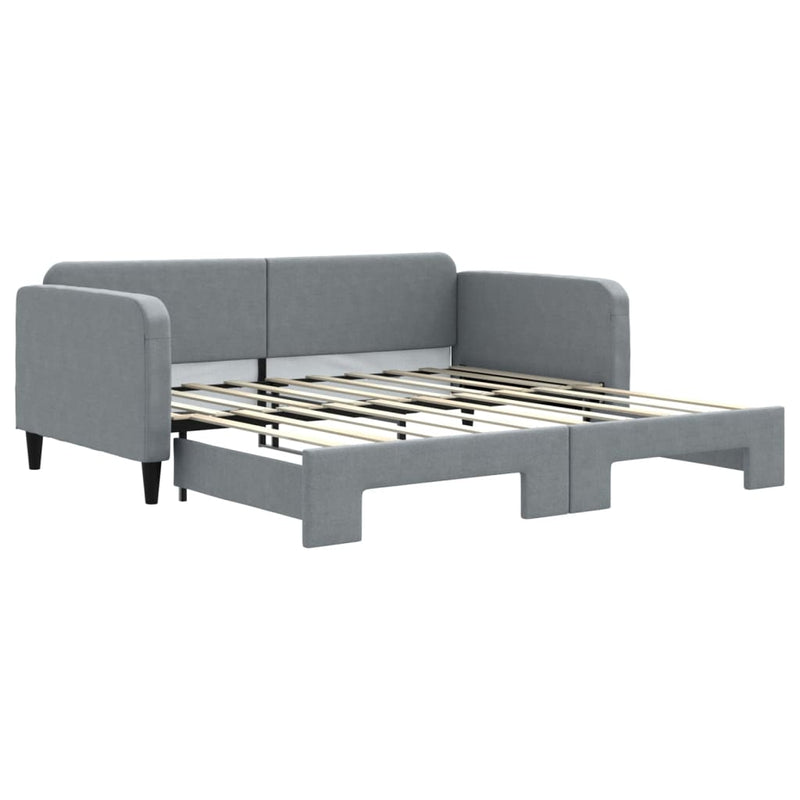 vidaXL Daybed with Trundle without Mattress Light Grey 90x190 cm