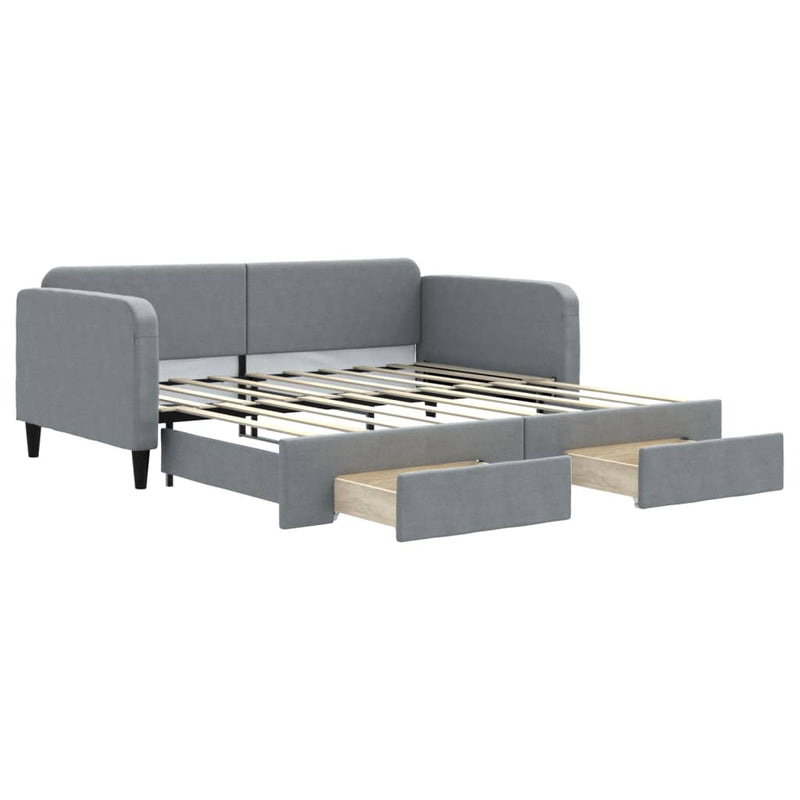 vidaXL Daybed with Trundle&Drawers without Mattress Light Grey 90x190 cm