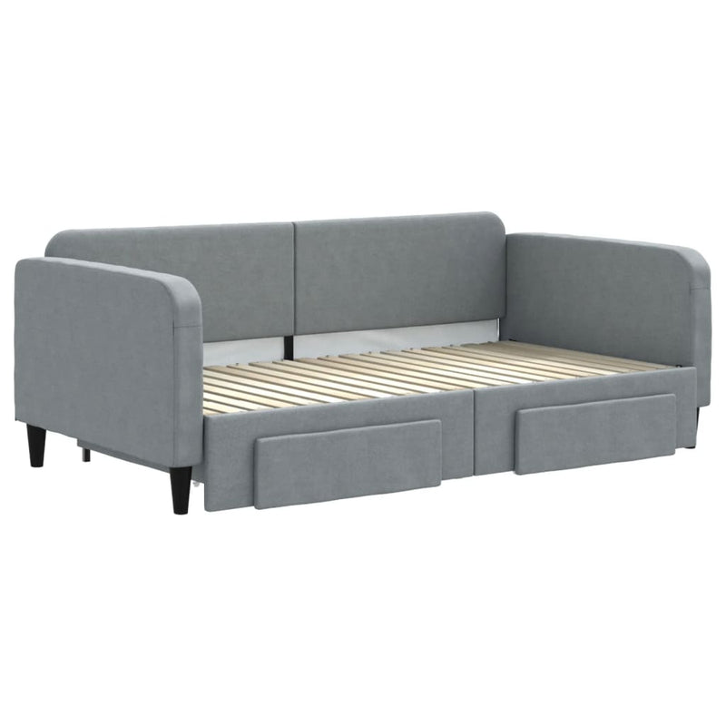 vidaXL Daybed with Trundle&Drawers without Mattress Light Grey 90x190 cm