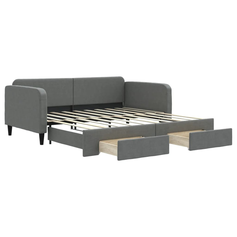 vidaXL Daybed with Trundle&Drawers without Mattress Dark Grey 90x190 cm