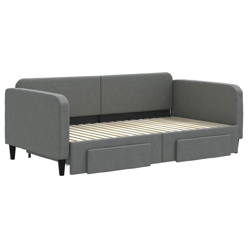 vidaXL Daybed with Trundle&Drawers without Mattress Dark Grey 90x190 cm