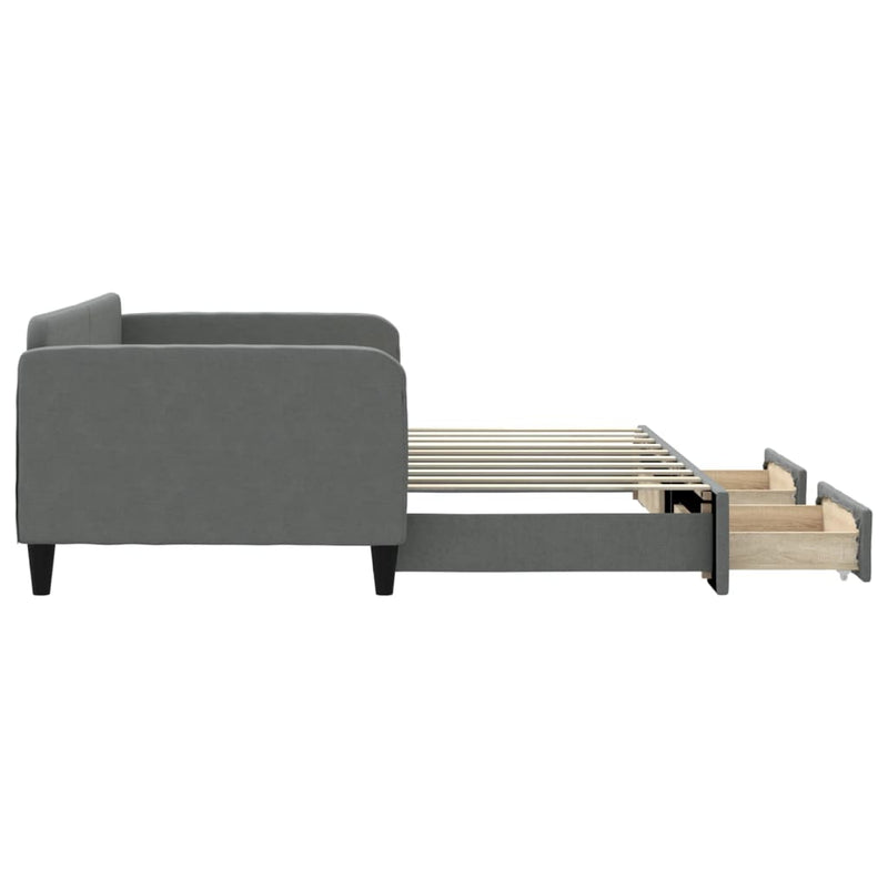 vidaXL Daybed with Trundle&Drawers without Mattress Dark Grey 90x190 cm