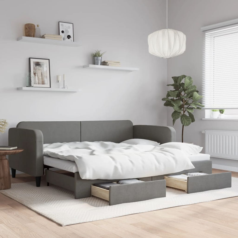 vidaXL Daybed with Trundle&Drawers without Mattress Dark Grey 90x190 cm