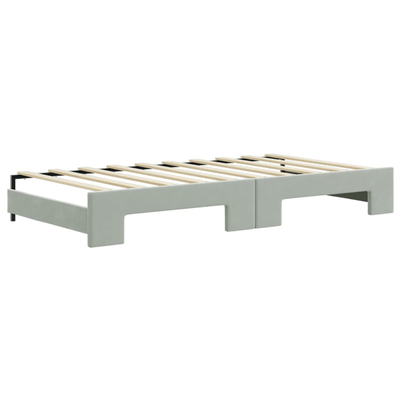 vidaXL Daybed with Trundle&Drawers without Mattress Light Grey 90x190 cm