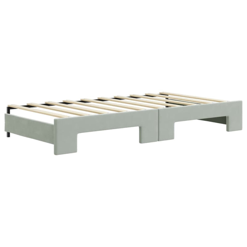 vidaXL Daybed with Trundle without Mattress Light Grey 90x190 cm