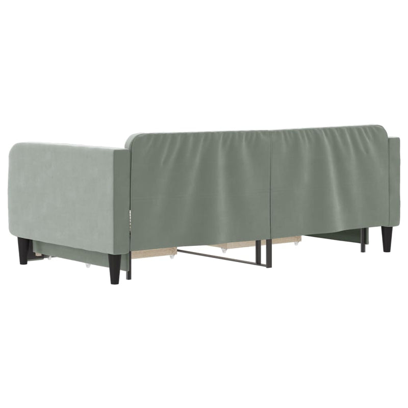 vidaXL Daybed with Trundle&Drawers without Mattress Light Grey 90x190 cm