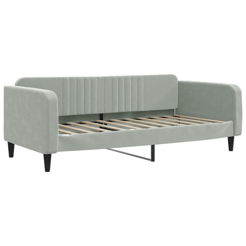 vidaXL Daybed with Trundle&Drawers without Mattress Light Grey 90x190 cm