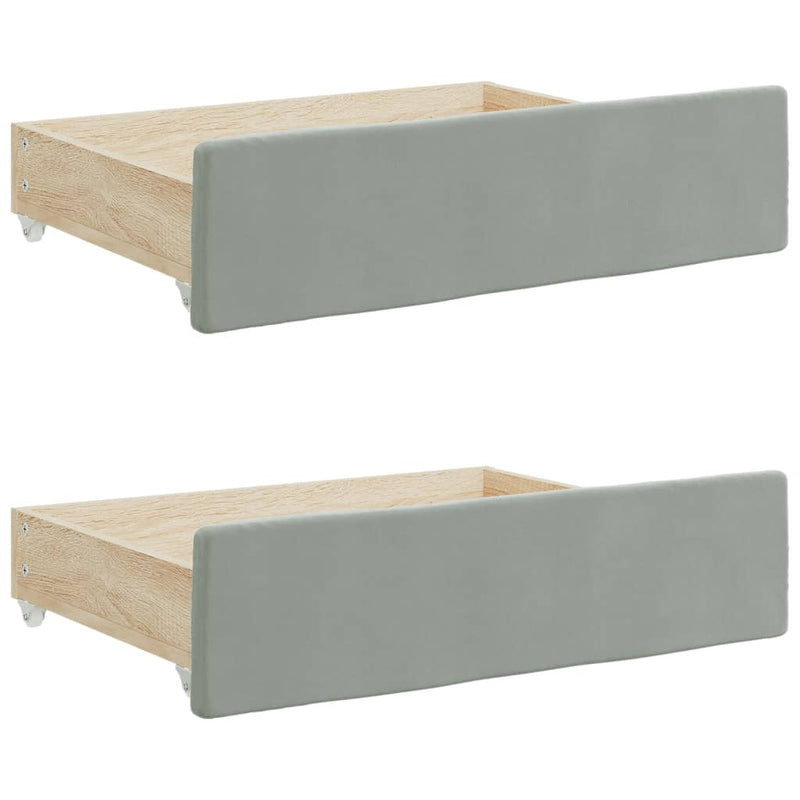 vidaXL Daybed with Trundle&Drawers without Mattress Light Grey 90x190 cm
