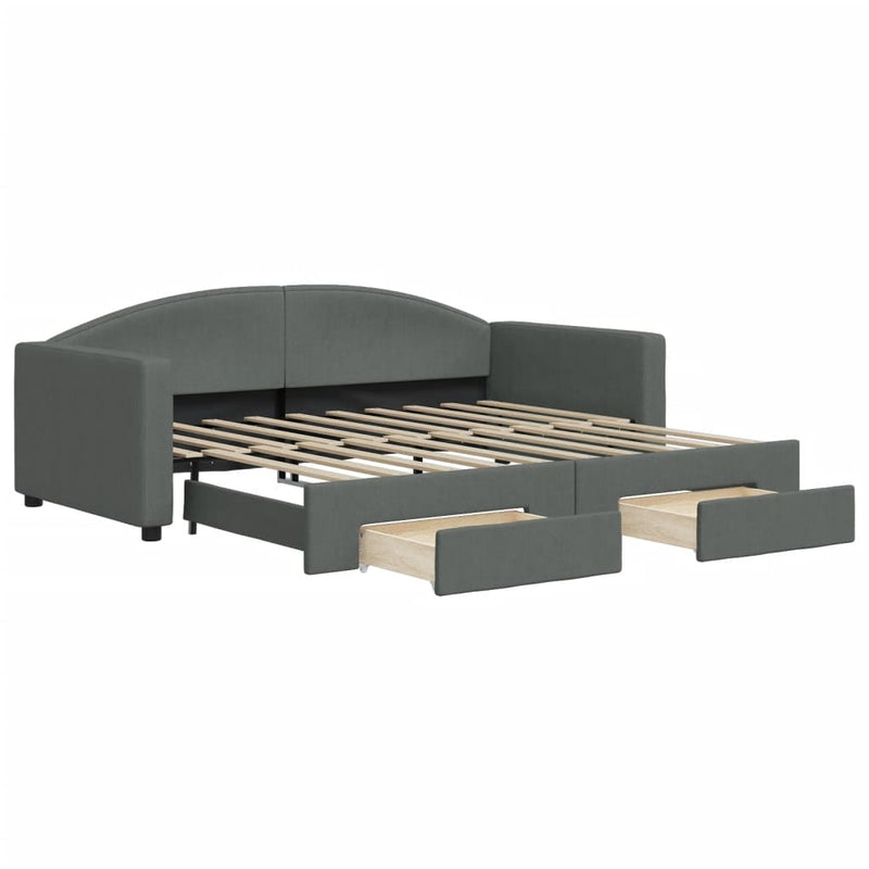 vidaXL Daybed with Trundle&Drawers without Mattress Dark Grey 90x190 cm