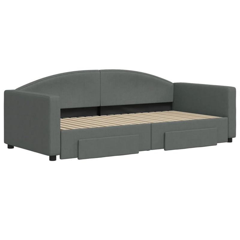 vidaXL Daybed with Trundle&Drawers without Mattress Dark Grey 90x190 cm