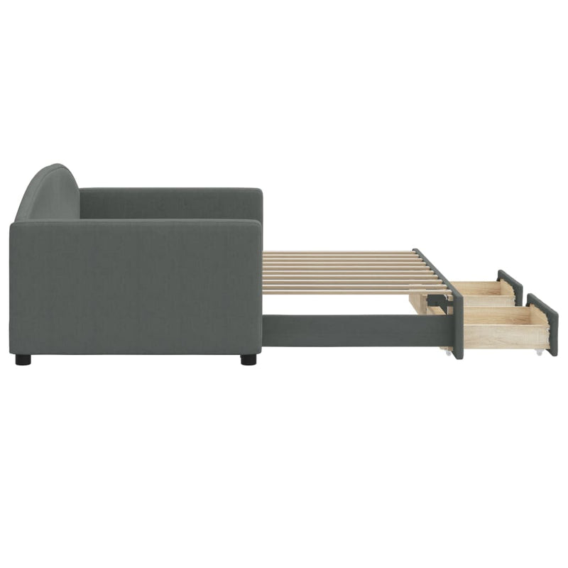 vidaXL Daybed with Trundle&Drawers without Mattress Dark Grey 90x190 cm