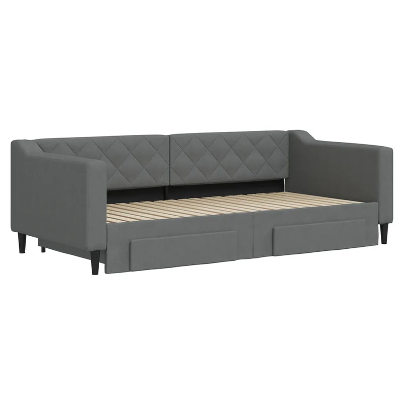 Daybed with Trundle&Drawers without Mattress Dark Grey 90x190 cm