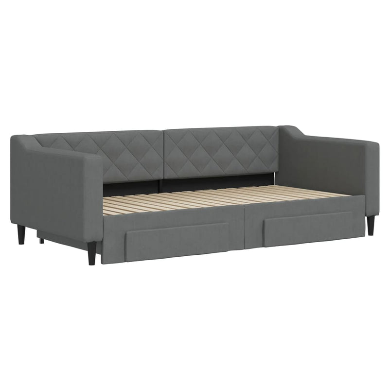 vidaXL Daybed with Trundle&Drawers without Mattress Dark Grey 90x190 cm