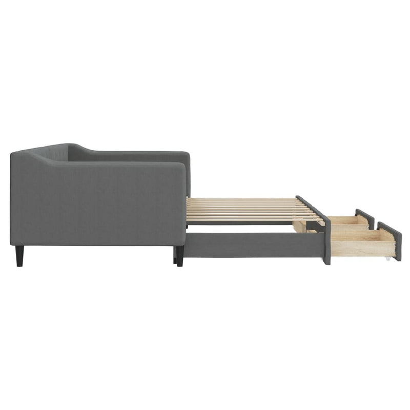 vidaXL Daybed with Trundle&Drawers without Mattress Dark Grey 90x190 cm
