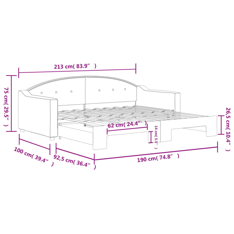 vidaXL Daybed with Trundle without Mattress Dark Grey 90x190 cm