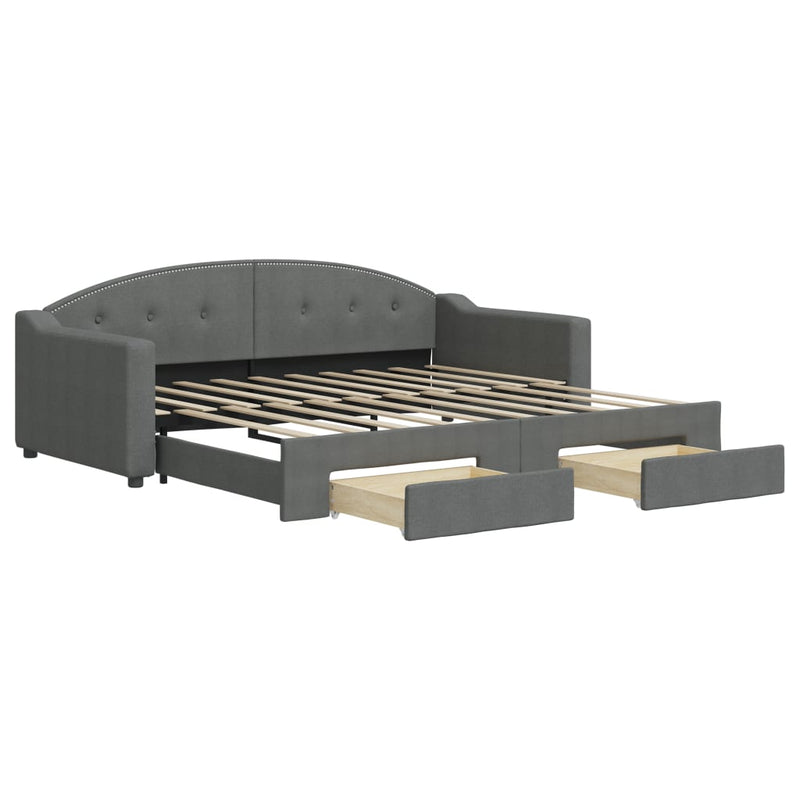 vidaXL Daybed with Trundle&Drawers without Mattress Dark Grey 90x190 cm