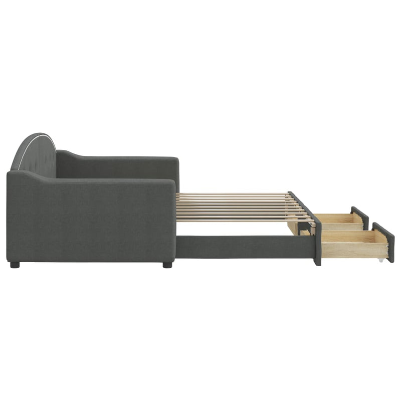 vidaXL Daybed with Trundle&Drawers without Mattress Dark Grey 90x190 cm