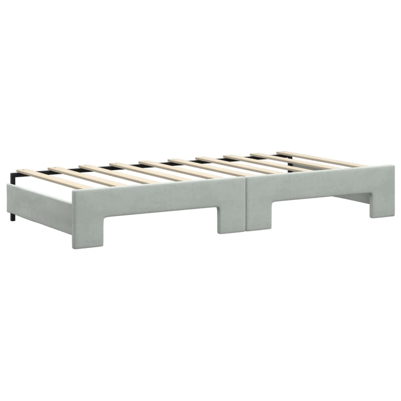 vidaXL Daybed with Trundle without Mattress Light Grey 90x190 cm