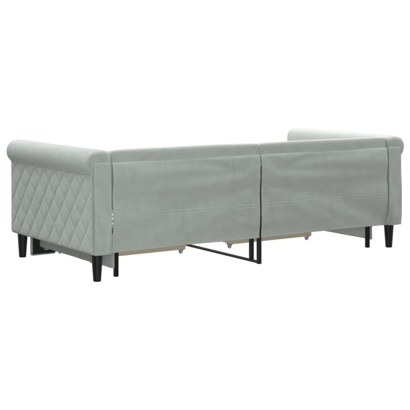 vidaXL Daybed with Trundle&Drawers without Mattress Light Grey 90x190 cm