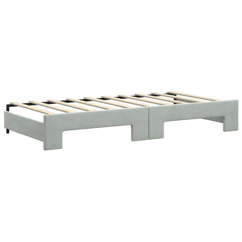 vidaXL Daybed with Trundle&Drawers without Mattress Light Grey 90x190 cm