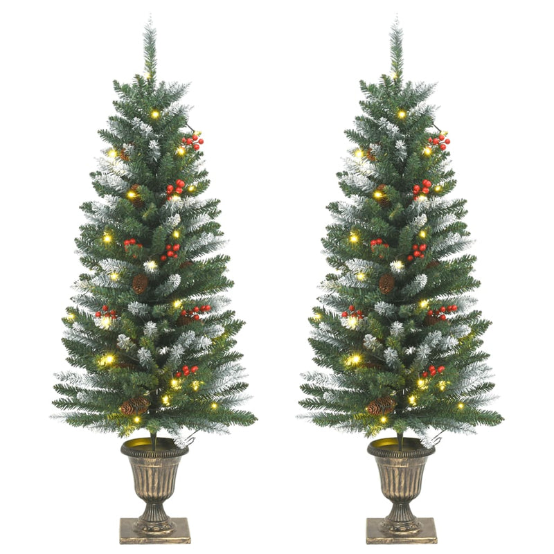vidaXL Artificial Christmas Trees 2 pcs 100 LEDs Green and White 120 cm