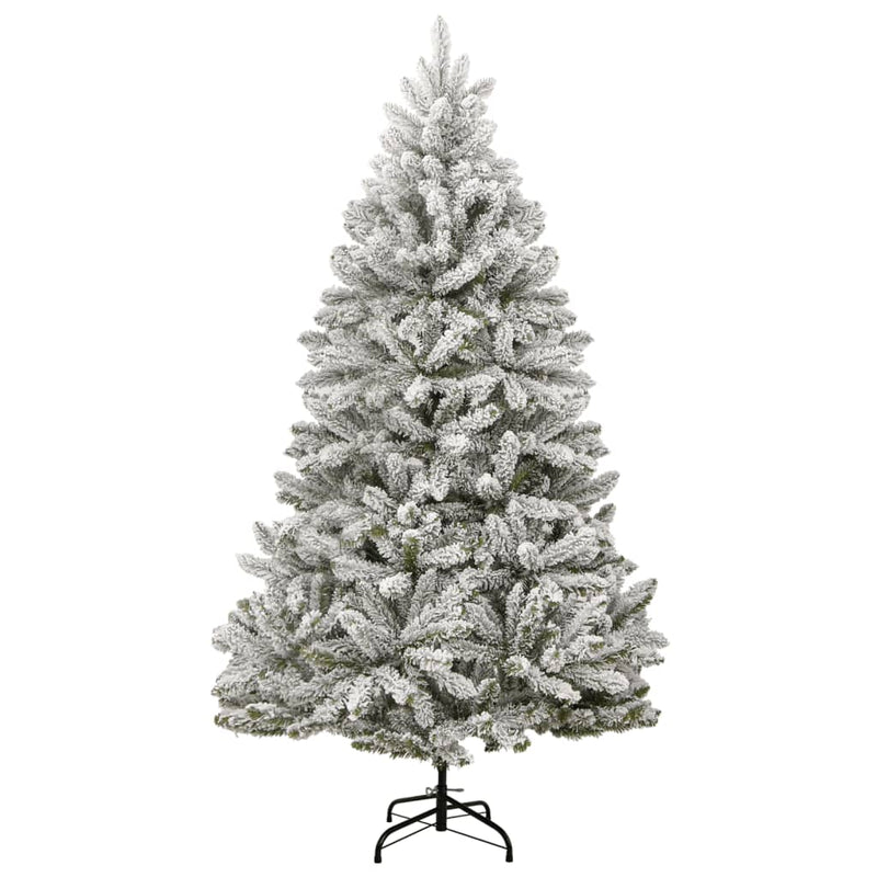 vidaXL Artificial Hinged Christmas Tree with Flocked Snow 180 cm