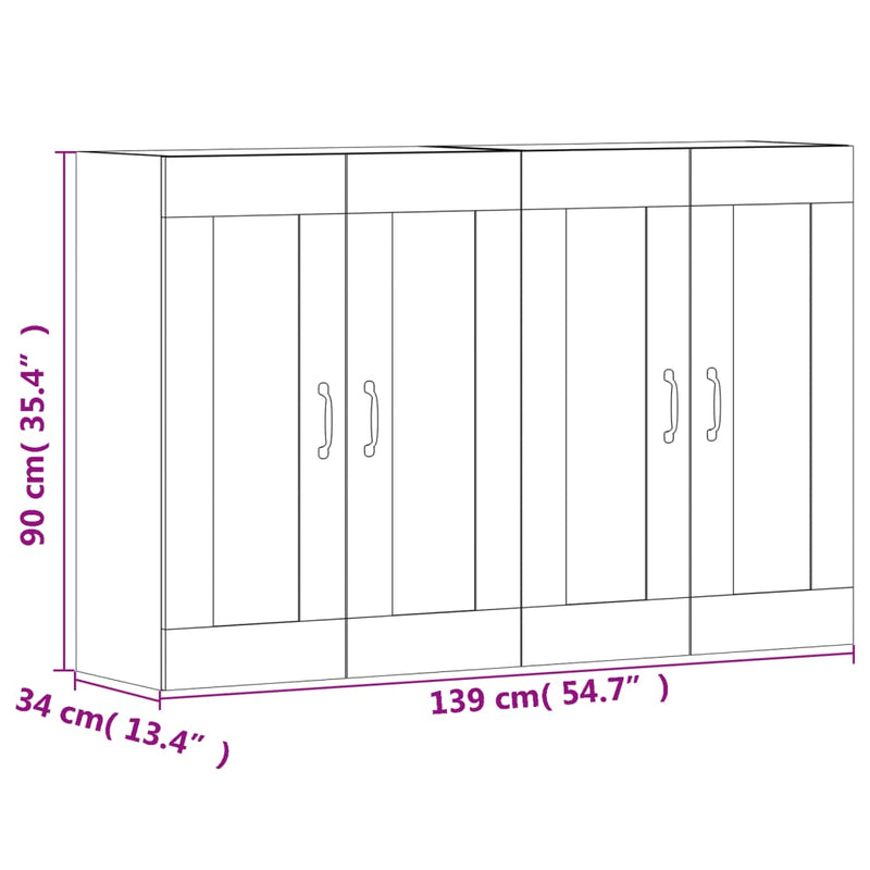 vidaXL Wall Mounted Cabinets 2 pcs White Engineered Wood