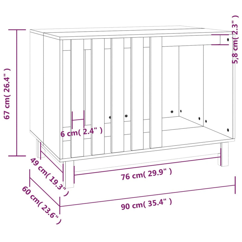 vidaXL Dog House 90x60x67 cm Solid Wood Pine