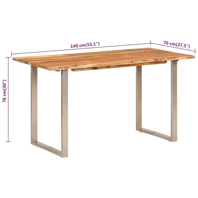 Dining Table 140x70x76 cm Solid Wood Acacia