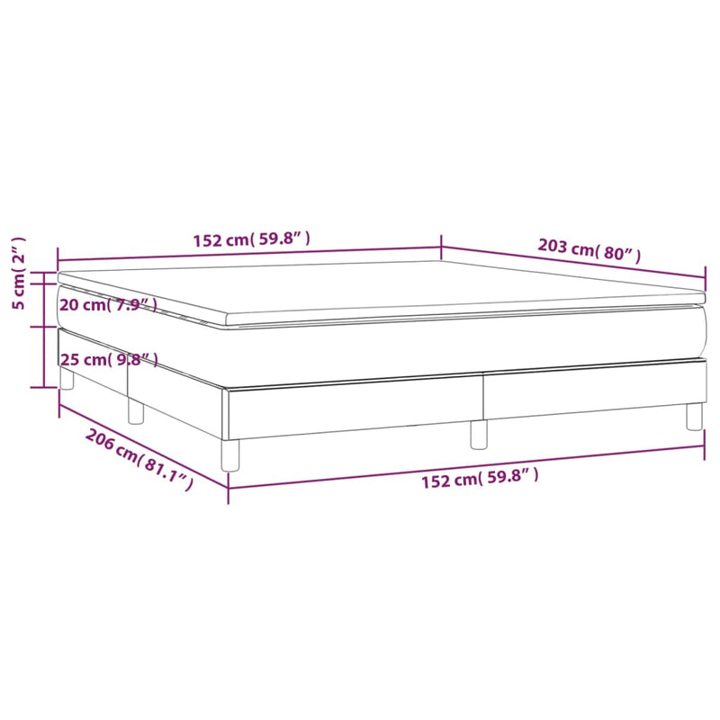 vidaXL Box Spring Bed with Mattress Black 153x203 cm Queen Size Fabric