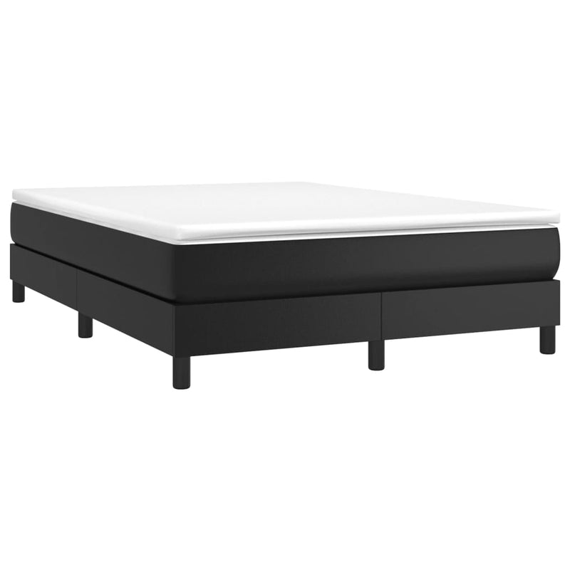 vidaXL Box Spring Bed with Mattress Black 153x203 cm Queen Size Faux Leather