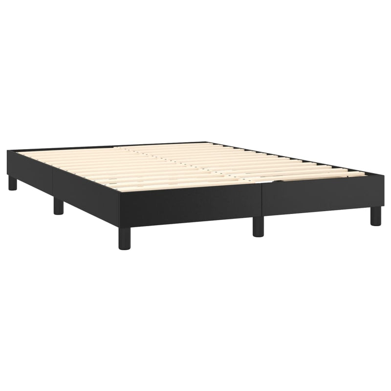 vidaXL Box Spring Bed with Mattress Black 153x203 cm Queen Size Faux Leather