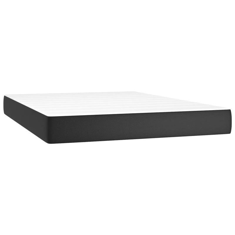 vidaXL Box Spring Bed with Mattress Black 153x203 cm Queen Size Faux Leather