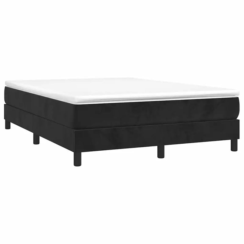 Box Spring Bed with Mattress Black 152x203 cm Queen Velvet