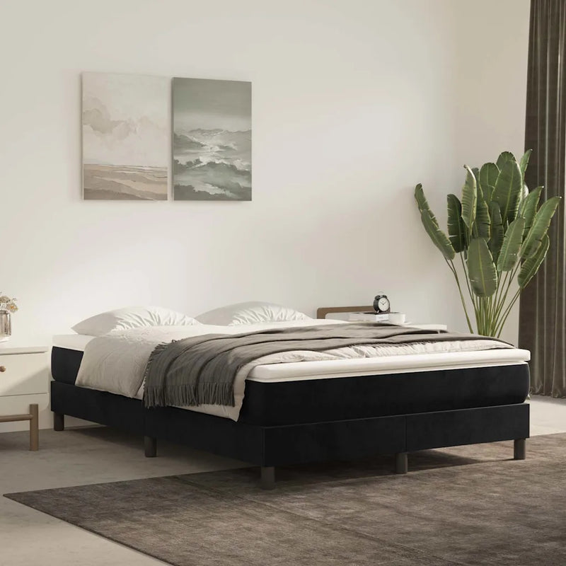 Box Spring Bed with Mattress Black 152x203 cm Queen Velvet