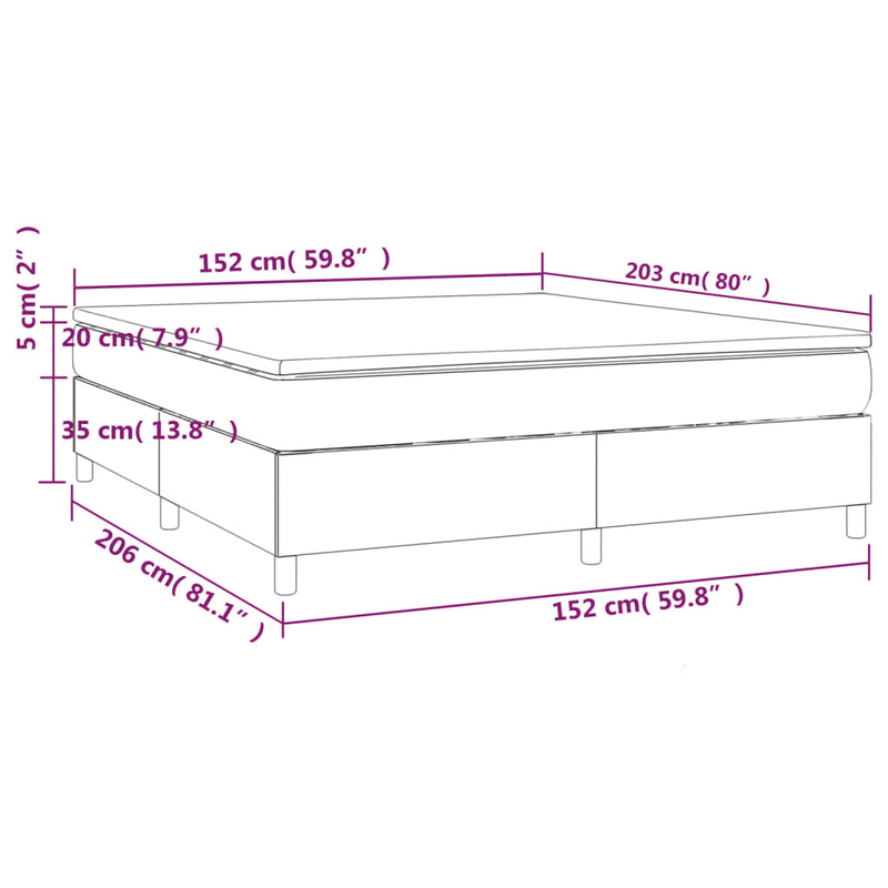 vidaXL Box Spring Bed with Mattress Dark Grey 153x203 cm Queen Size Fabric