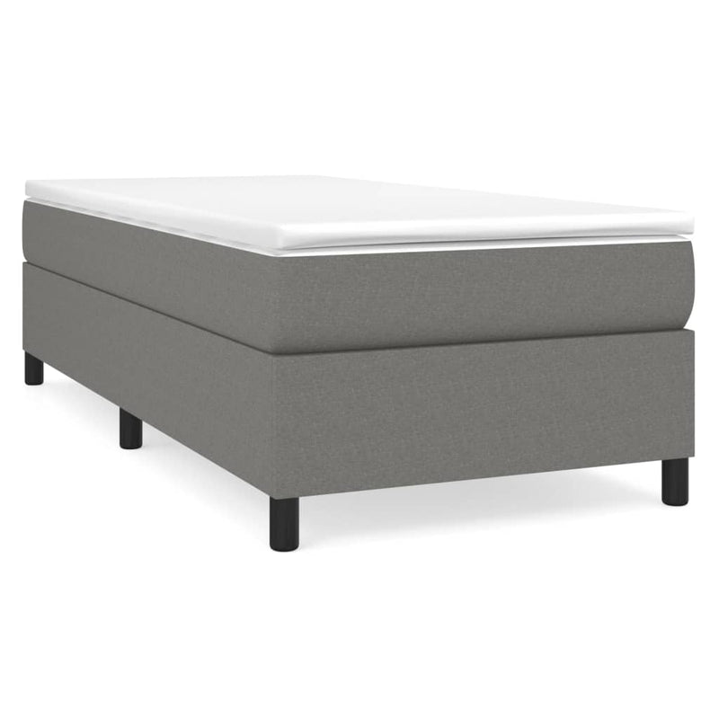 vidaXL Box Spring Bed with Mattress Dark Grey 106x203 cm King Single Size Fabric