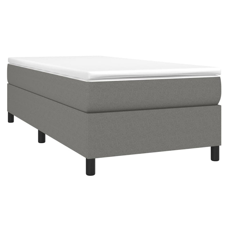 vidaXL Box Spring Bed with Mattress Dark Grey 106x203 cm King Single Size Fabric