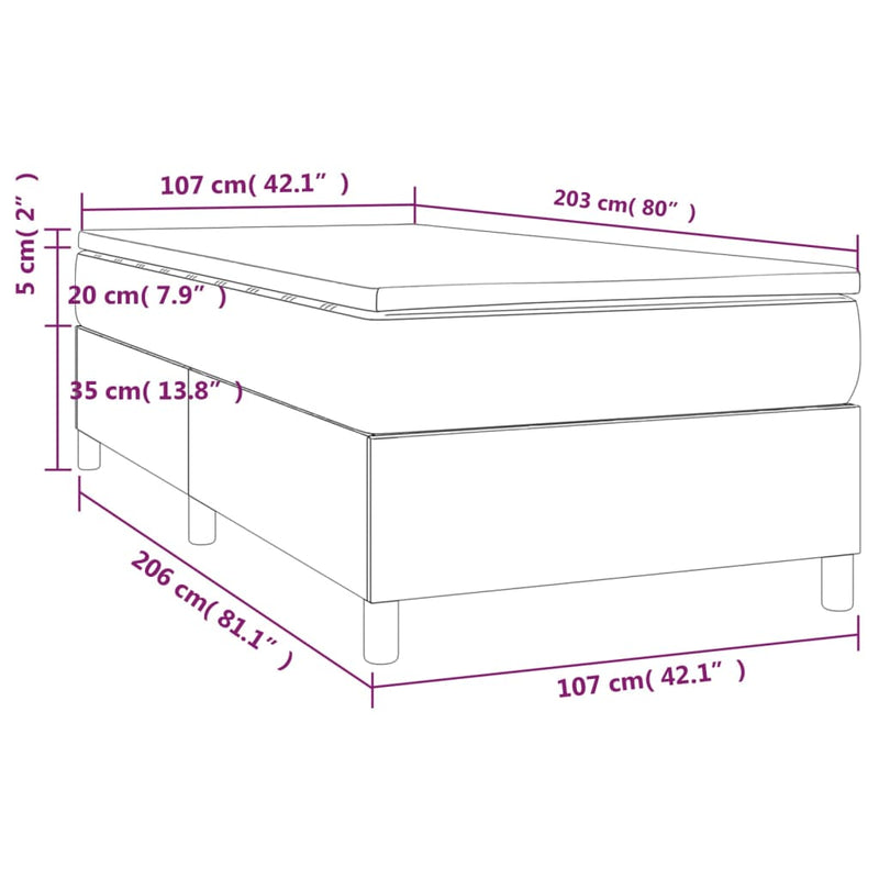 vidaXL Box Spring Bed with Mattress Dark Grey 106x203 cm King Single Size Fabric