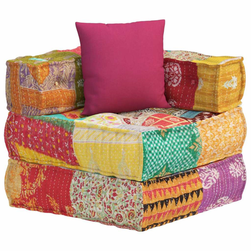 vidaXL Modular Pouffe with Pillow Patchwork Fabric