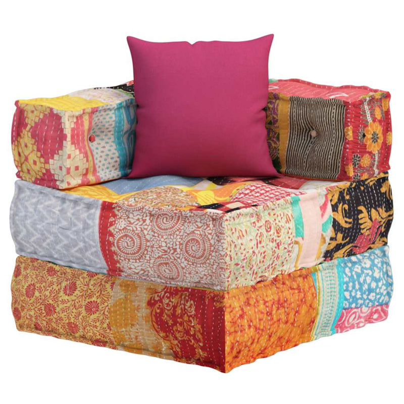 vidaXL Modular Pouffe with Pillow Patchwork Fabric