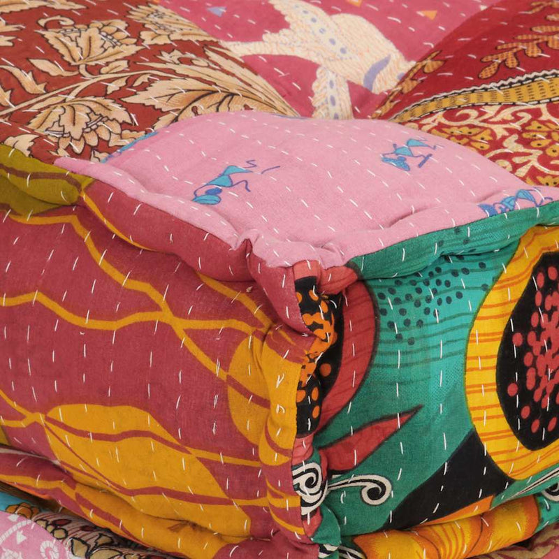 vidaXL Modular Pouffe with Pillow Patchwork Fabric