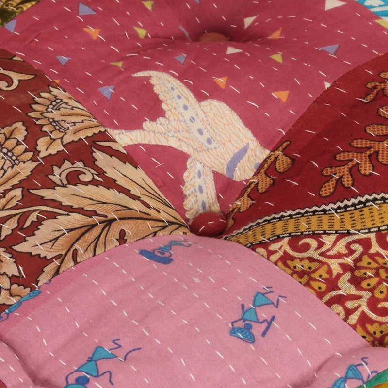 vidaXL Modular Pouffe with Pillow Patchwork Fabric